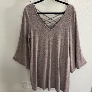 Lightweight, “flowy”, bell-sleeve dress.